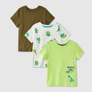 Dinosaur Print Kids T-Shirts - Brown, White, Green